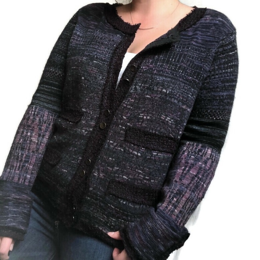 Free People Purple Button-Up Cardigan sz Medium